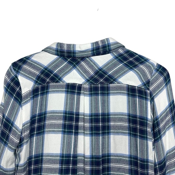 Rails Hunter Women’s Plaid Rayon Button-Down Shirt Soft Blue White Size Small - Picture 5 of 11